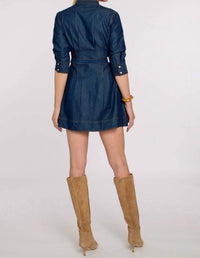 Elizabeth James The Label Cameron Mini Dress in denim - women's dress - detail view