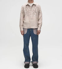 Birth Of Royal Child - Embossed Washed Denim Straight Jeans
