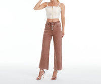 Bayeas - High Rise Wide Leg Twill Pants