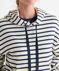 vineyard vines Dreamcloth Relaxed Hoodie in stripe nautical navy - women's top - detail view