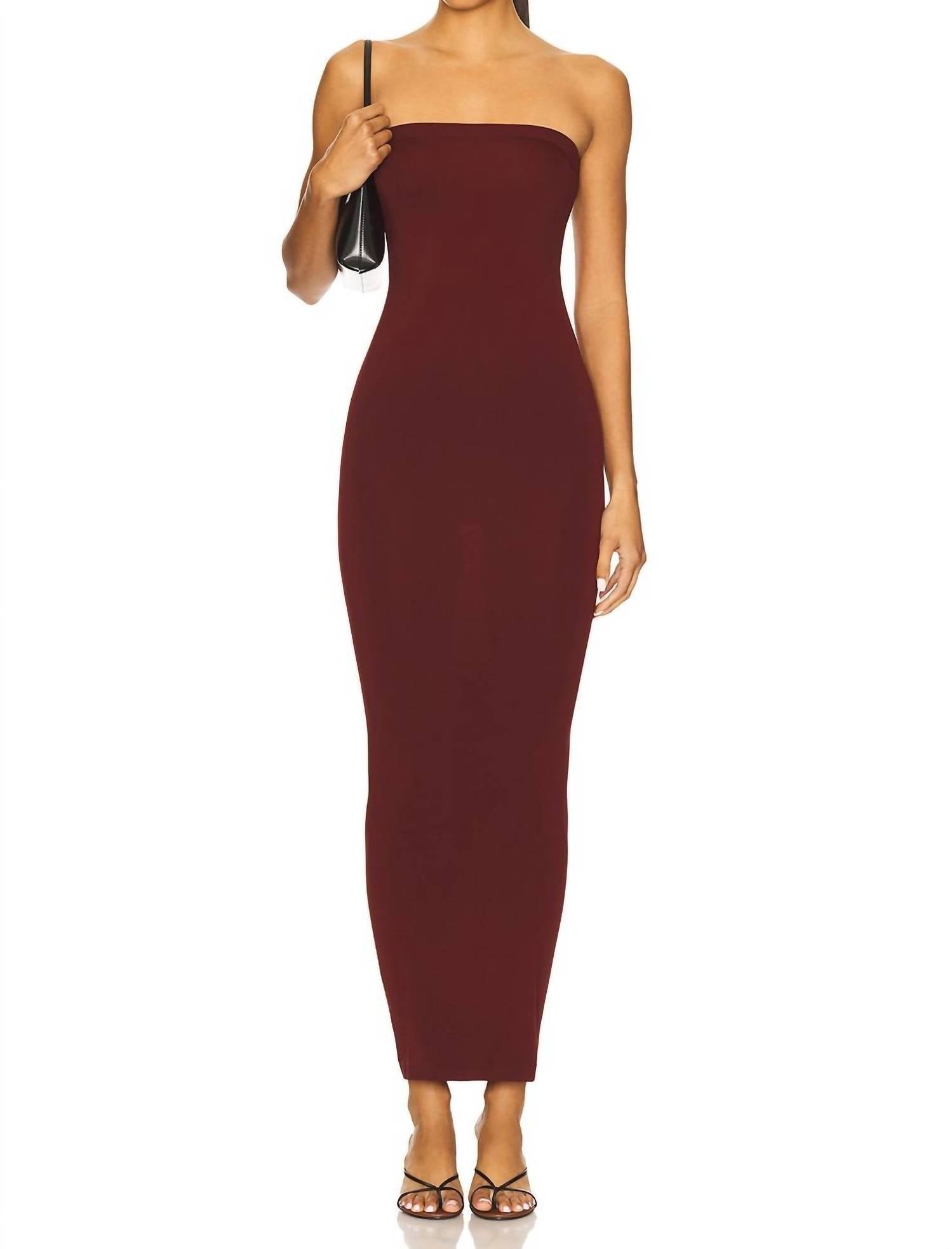 Wolford Fatal Strapless Maxi Dress in midnight red - women's dress