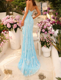 AMARRA Sequin Embroidery Dress in light blue ivory - women's dress - detail view