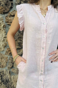 Milio Milano - Linen Ruffle Cap Sleeve Dress