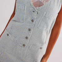 Free People Bendita Hickory Stripe Midi Denim Dress in blue - women's dress - alternate view