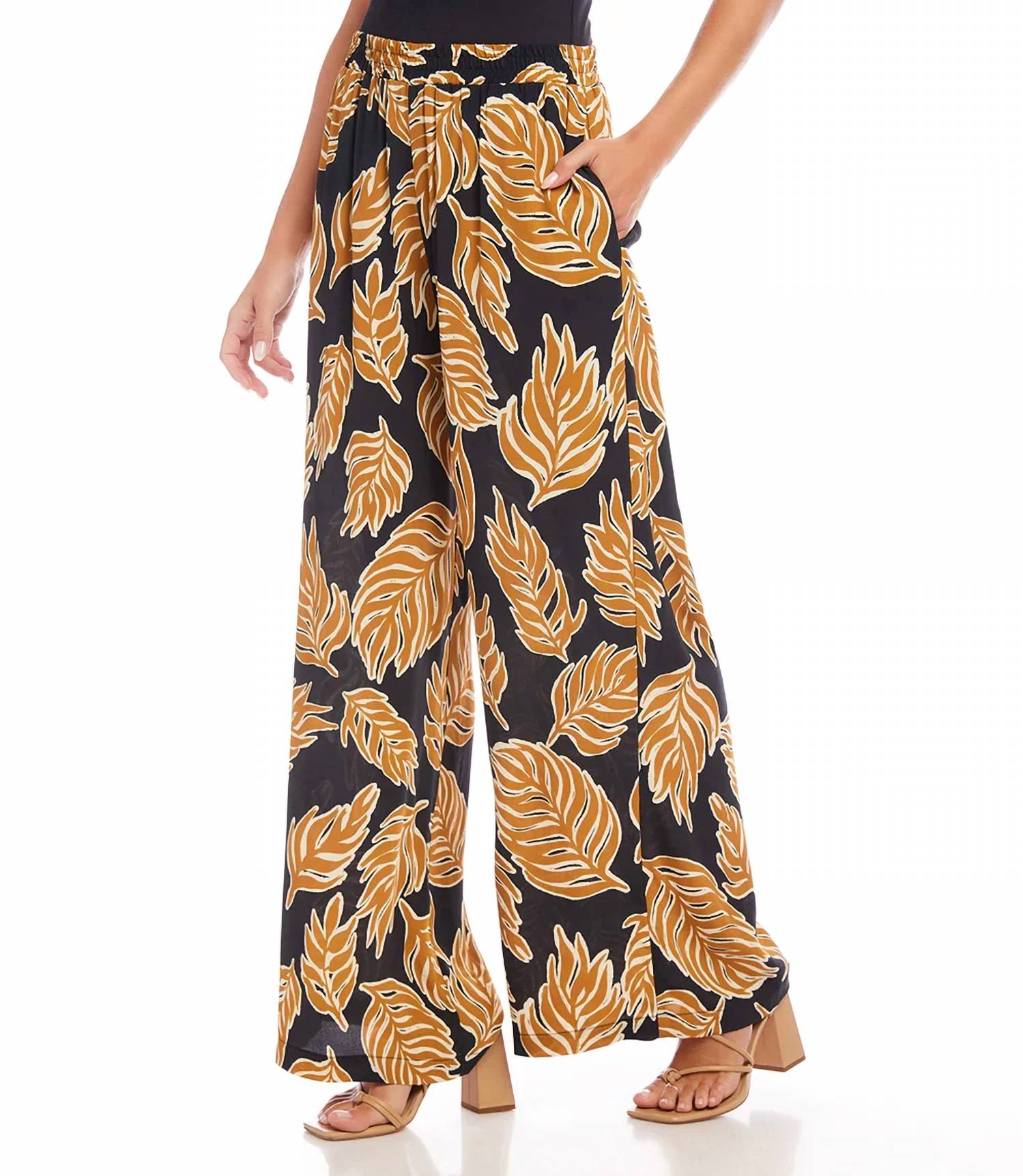 Karen Kane - Paula Palm Leaf Print Wide Leg Pants