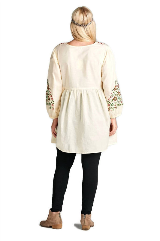 Velzera - Floral Embroidered Peasant Dress