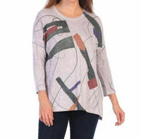 Jess & Jane Contours Knit Jersey Dolman Sleeve Top in abstract art - women's blouse