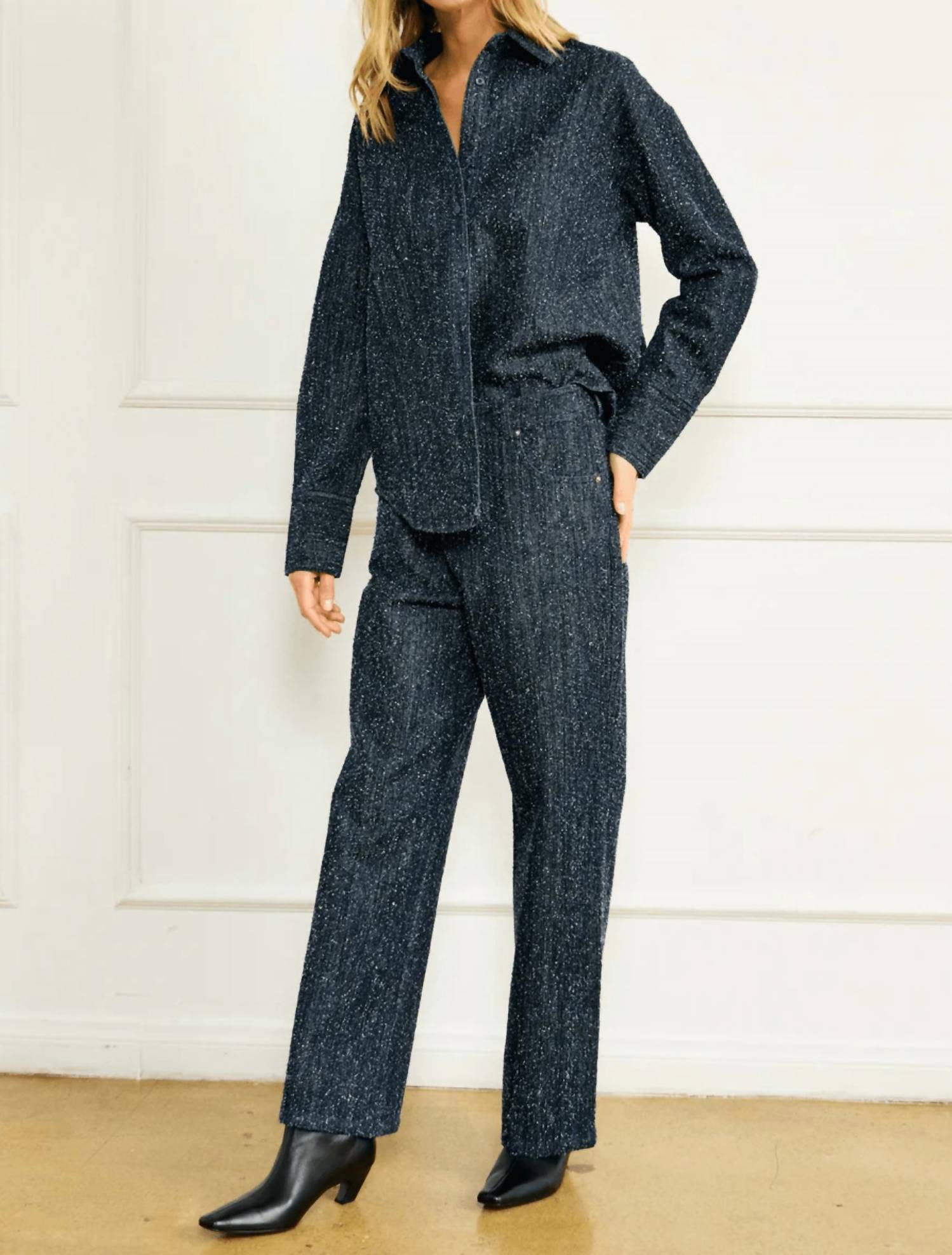 line and dot Nikka Pebbled Denim Pants in indigo - women's jeans