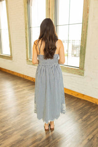 Jodifl - MARGARET SHELL EMBROIDERED GINGHAM MIDI DRESS