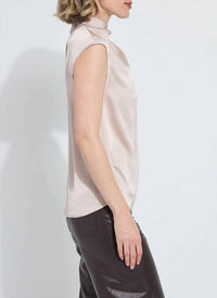Lysse Aisha High Neck Blouse in rose petal - women's blouse - detail view