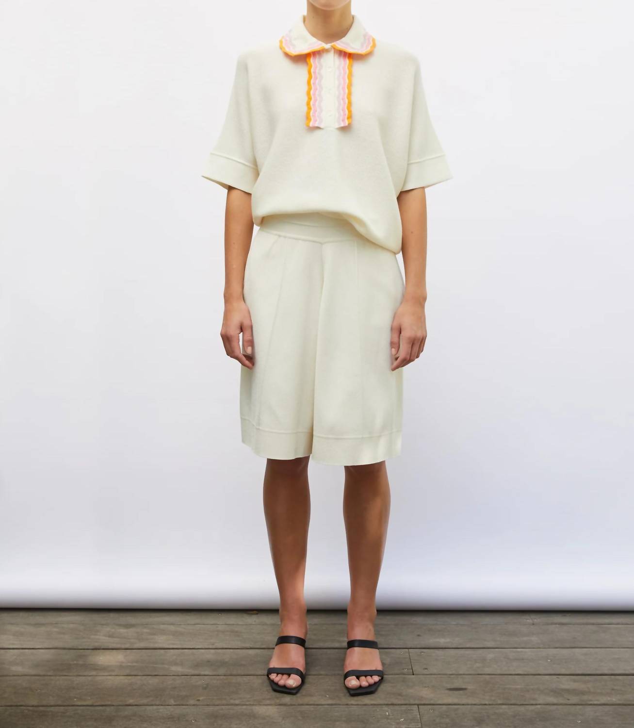 Molli - Rickrack Collar Loose-fitting Knit Top