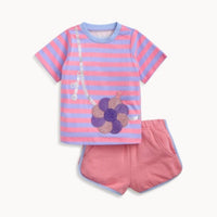 magnetic me Girl's Floral Short Sleeve Tee + Short Set in flower fidget pocket - item
