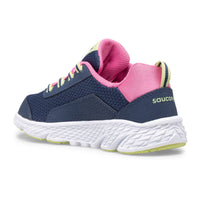 SAUCONY Kid's Wind Sneakers in shield navy pink - kids' sneaker - detail view