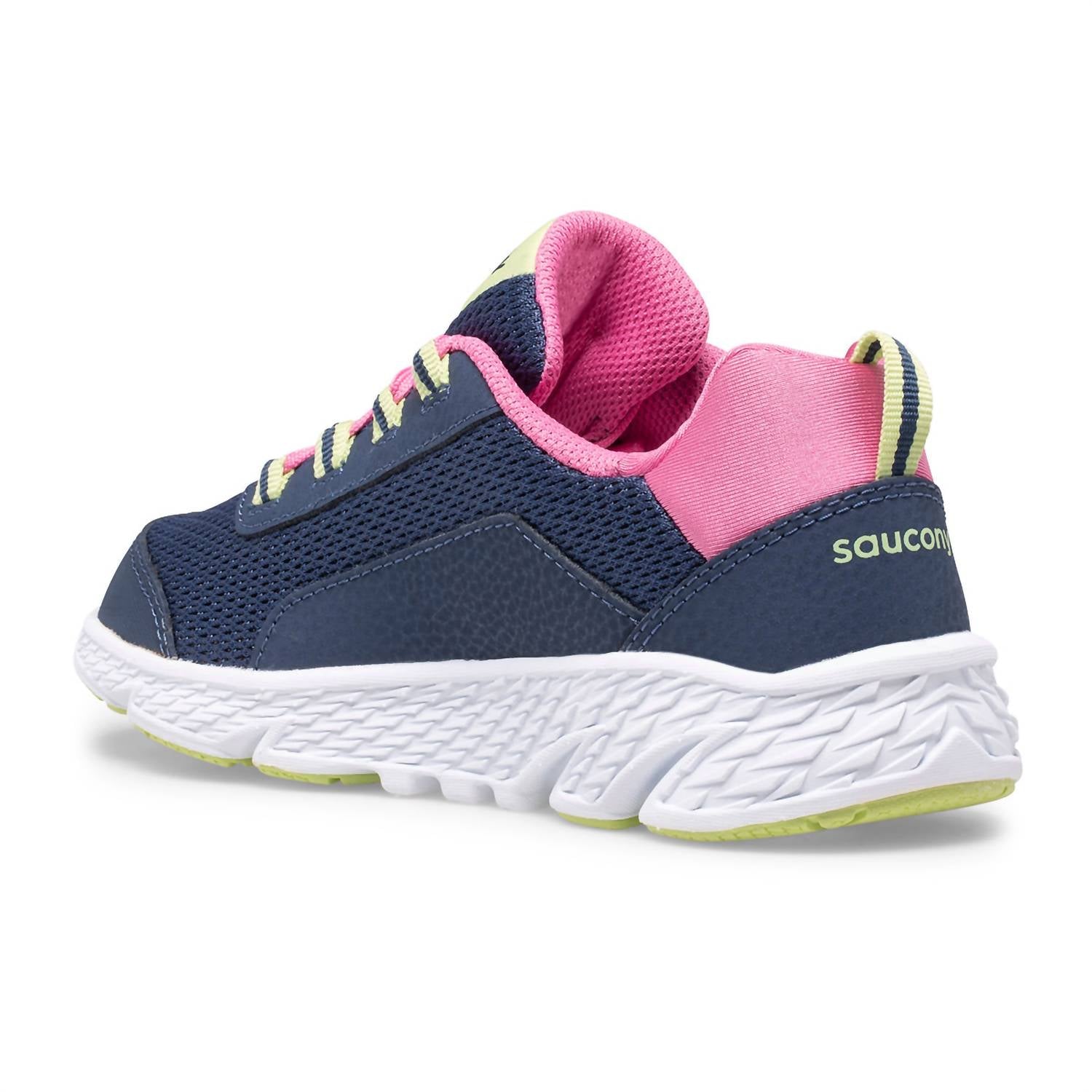 SAUCONY Kid's Wind Sneakers in shield navy pink - kids' sneaker - detail view