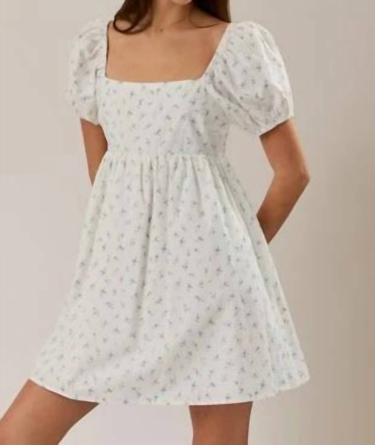 Le Lis - Puff Short Sleeve Square Neck Baby Doll Mini Dress