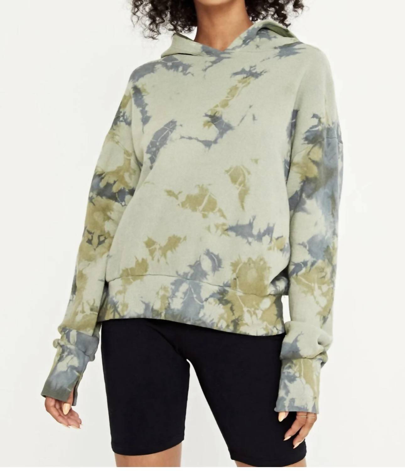 PROJECT SOCIAL T Season Change Hoodie in storm dye sage - women's top