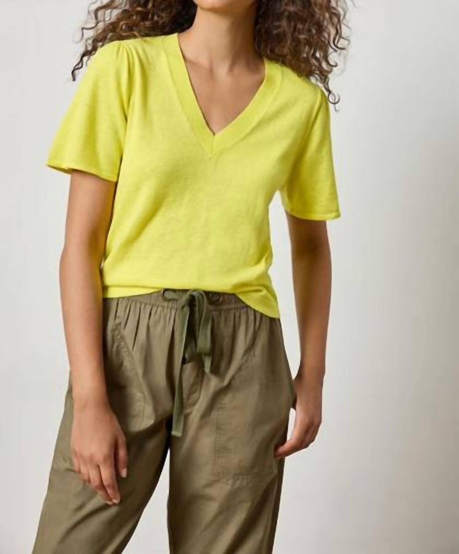 Lilla P - Women's Short Sleeve V-neck Sweater