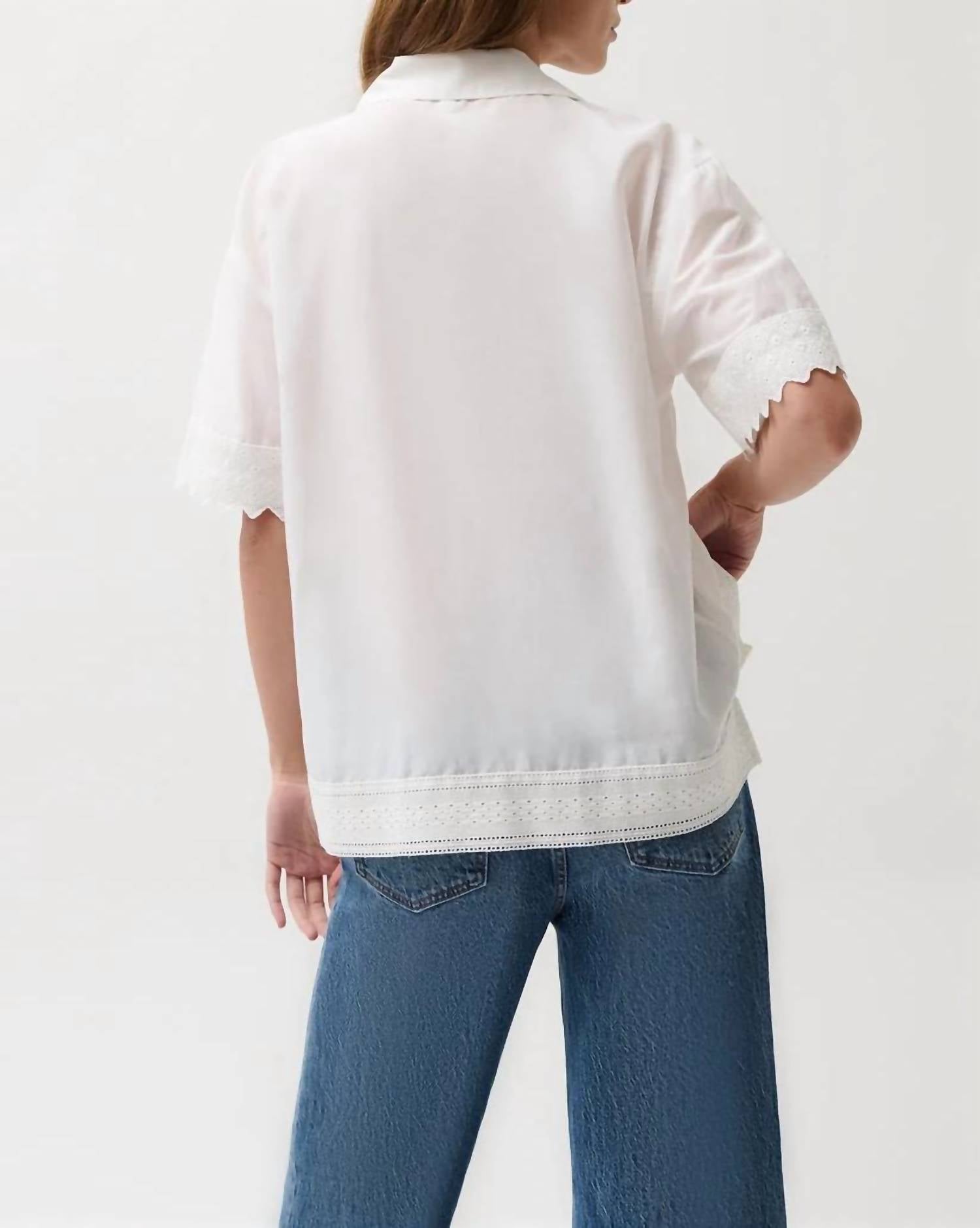 Pistola - Maliah Silk Blend Camp Shirt With Lace Trim