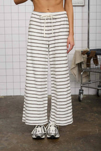 Joa - Stripe Drawstring Wide Leg Knit Lounge Pants