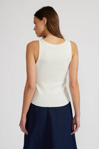 LUCY PARIS Doreen Rhinestone Tank Top in white - women's tank top - detail view