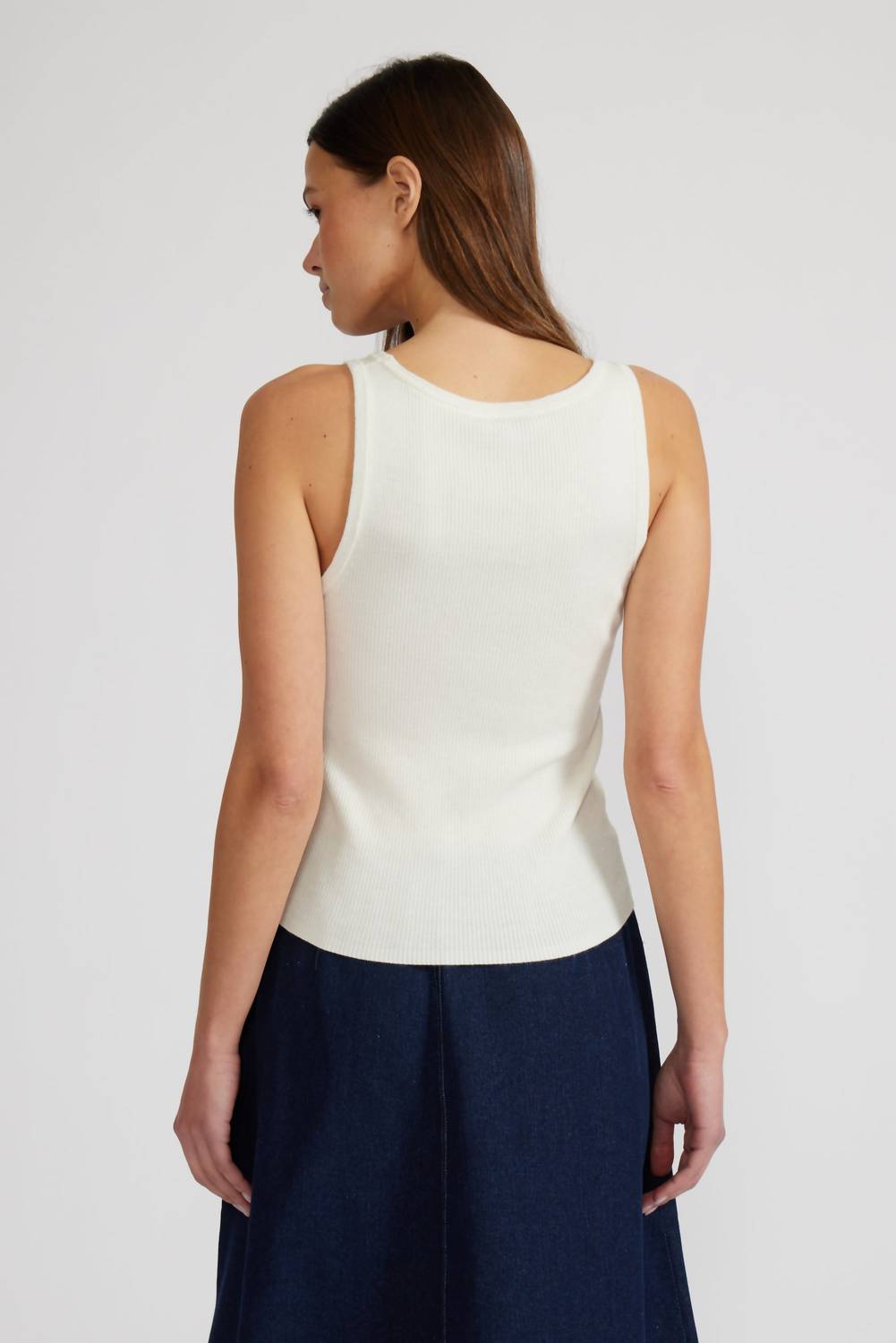 LUCY PARIS Doreen Rhinestone Tank Top in white - women's tank top - detail view