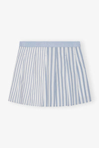 Ganni - Stripe Cotton Pleated Mini Skirt