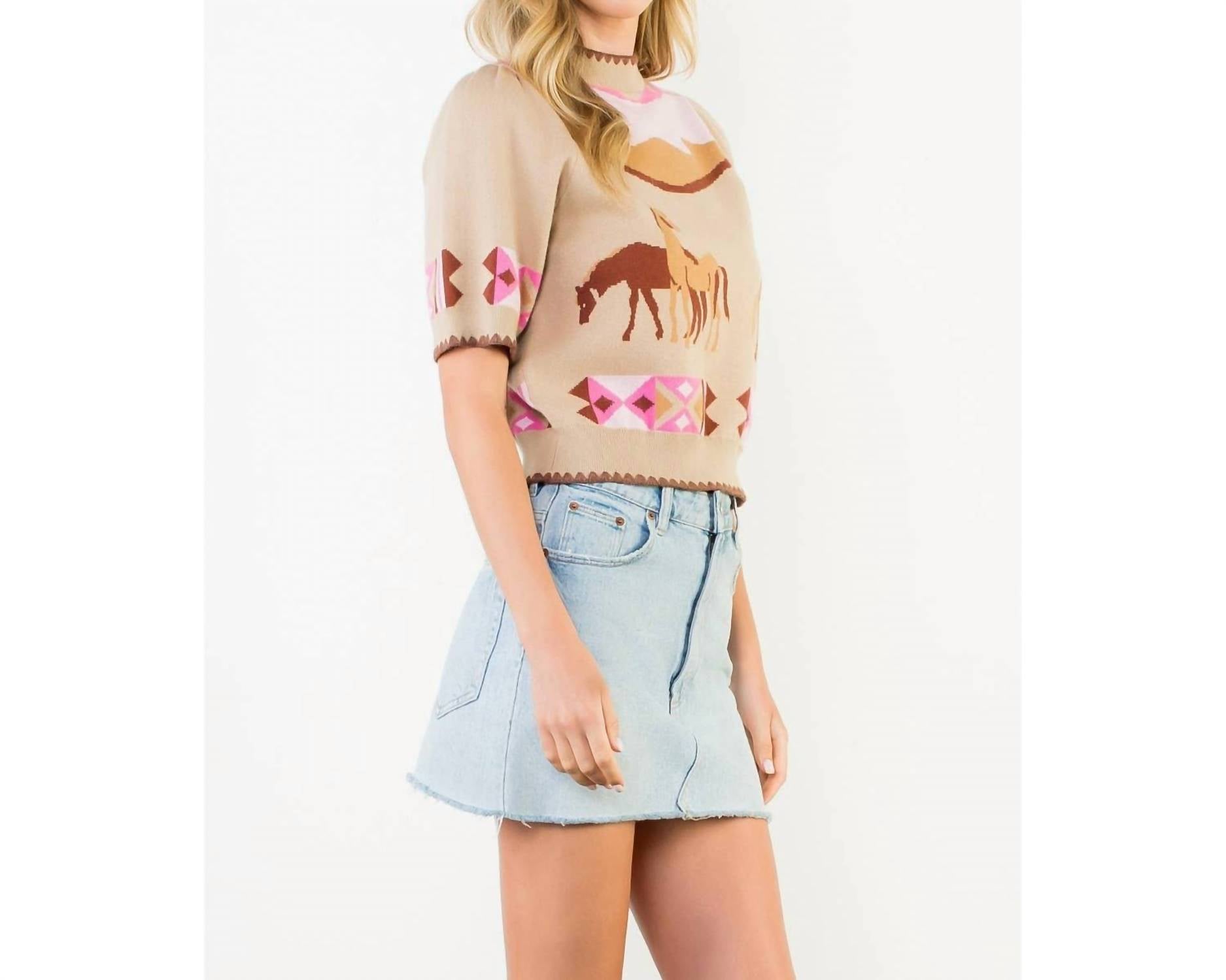 Thml - Western - Inspired Short Sleeve Sweater