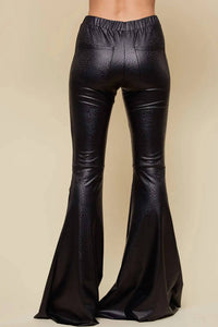 Saints & Hearts Leopard Print Bell Bottom Pants in black - women's pants - detail view