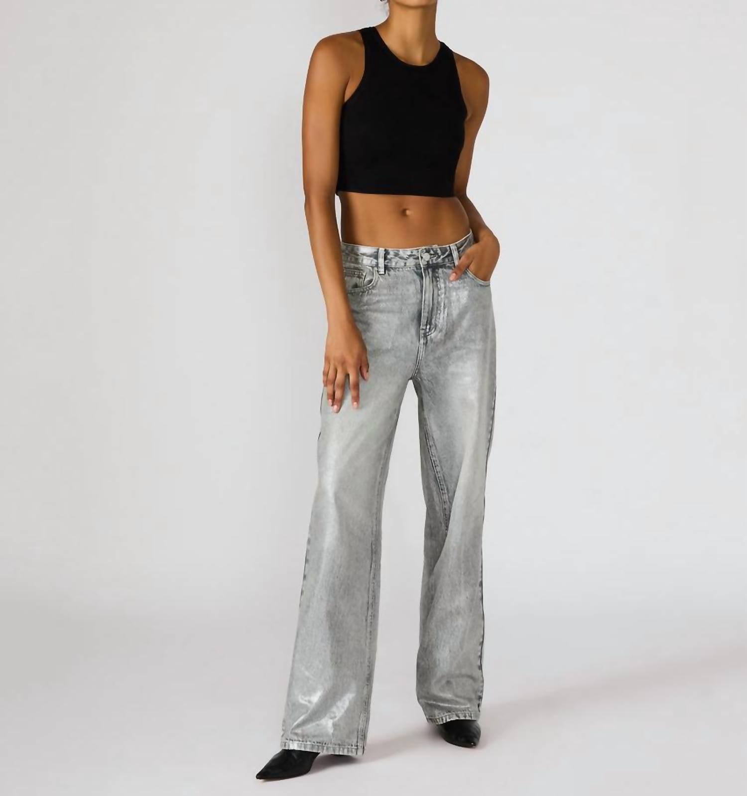 STEVE MADDEN Zo Straight Leg Jean in silver - women's jeans - view 4