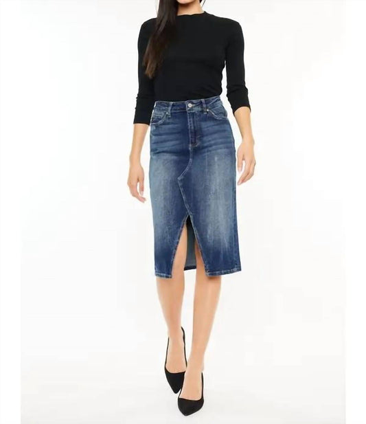 Kancan - High Rise Denim Midi Skirt