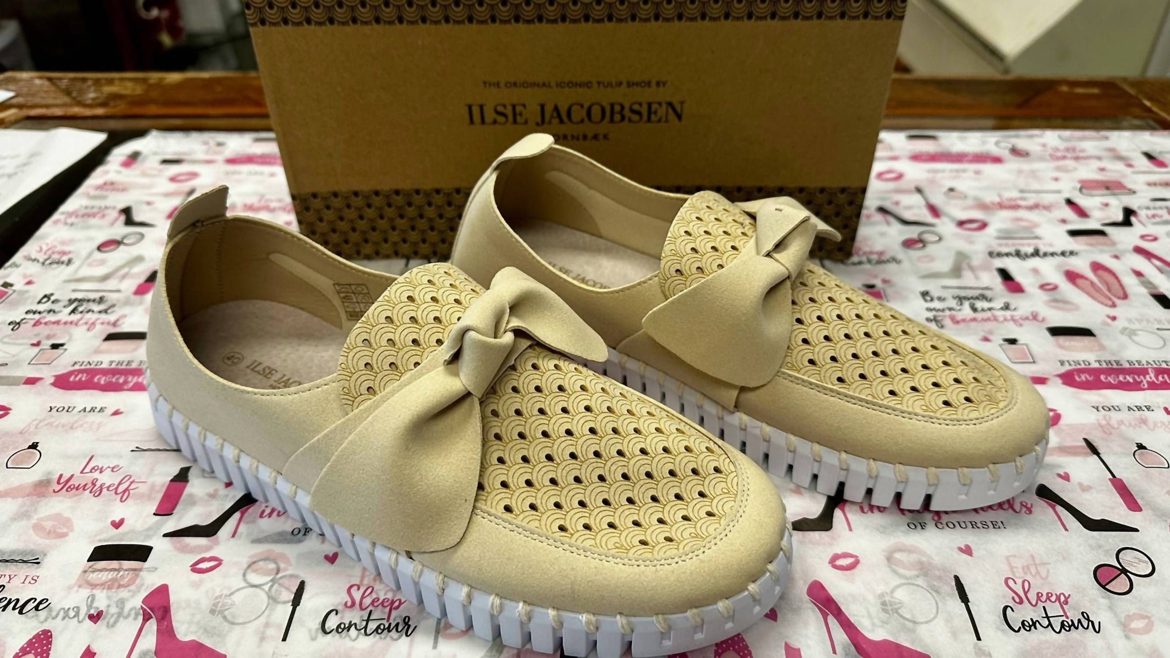 Ilse Jacobsen Women's Tulip Bow Slip On Shoe in coriander - women's flats - alternate view