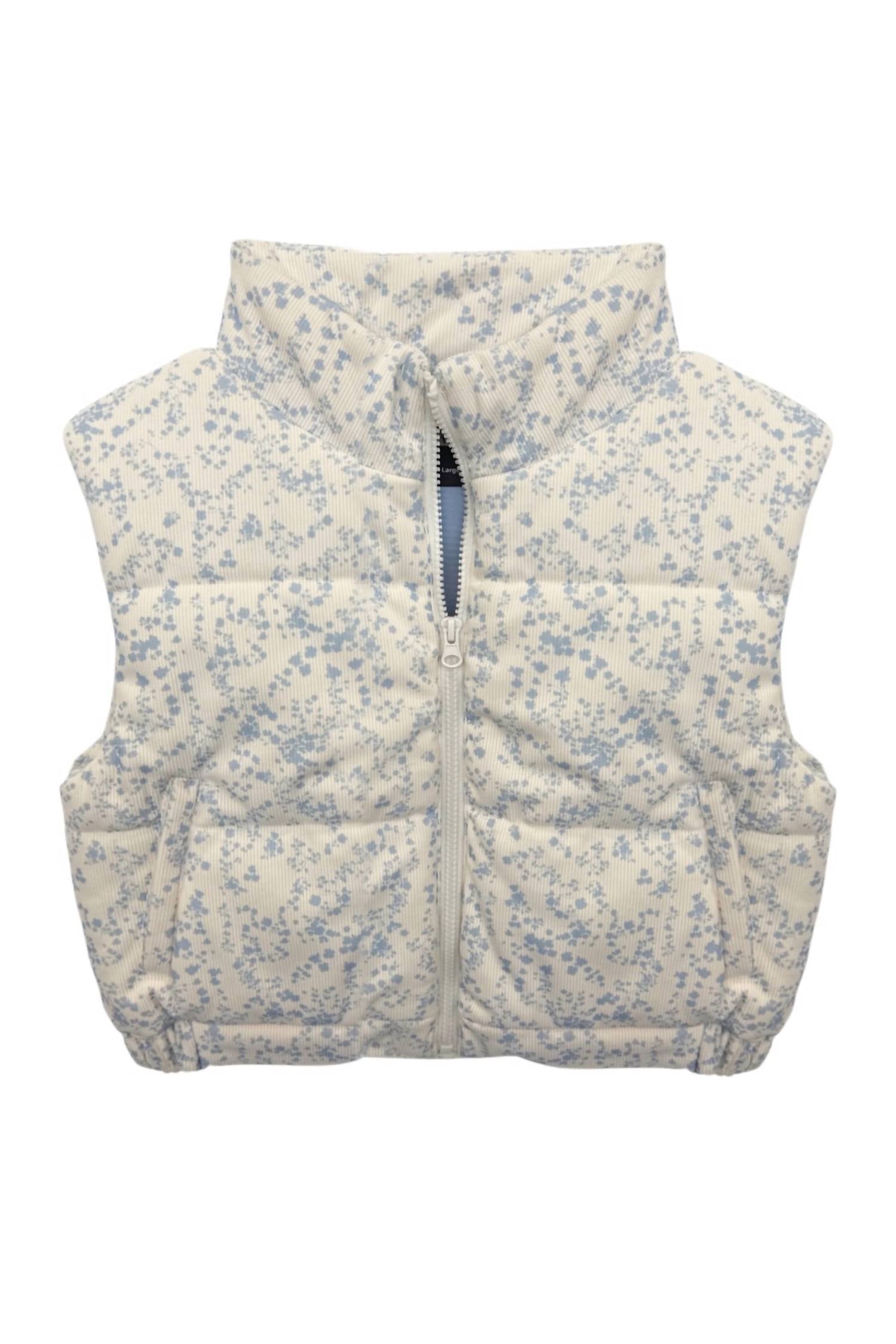 Katie J Nyc - Glacier Bloom Snowy Corduroy Puffer Vest