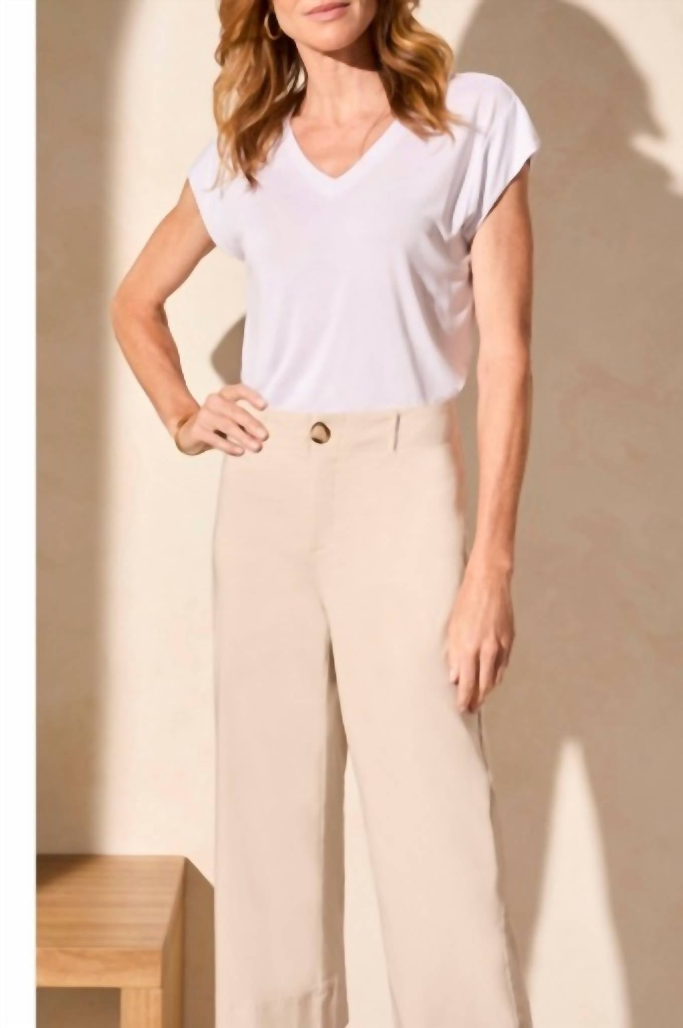 Tribal - Flowy High Rise Twill Capri Pant