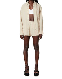 NIA Gauze Boyfriend Shirt in natural - women's shirt - detail view