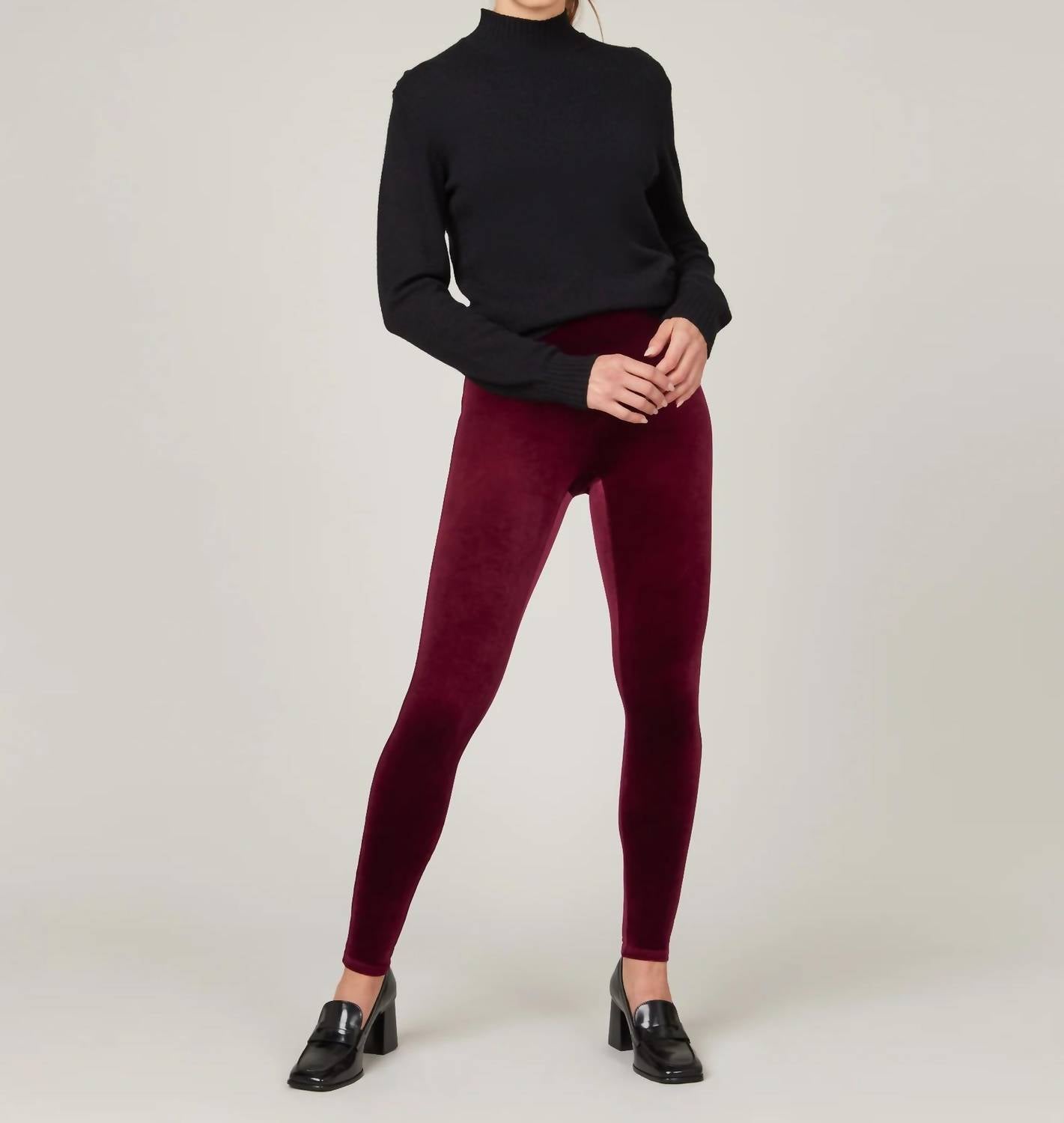 Spanx Velvet Leggings in rich burgundy - women's pants
