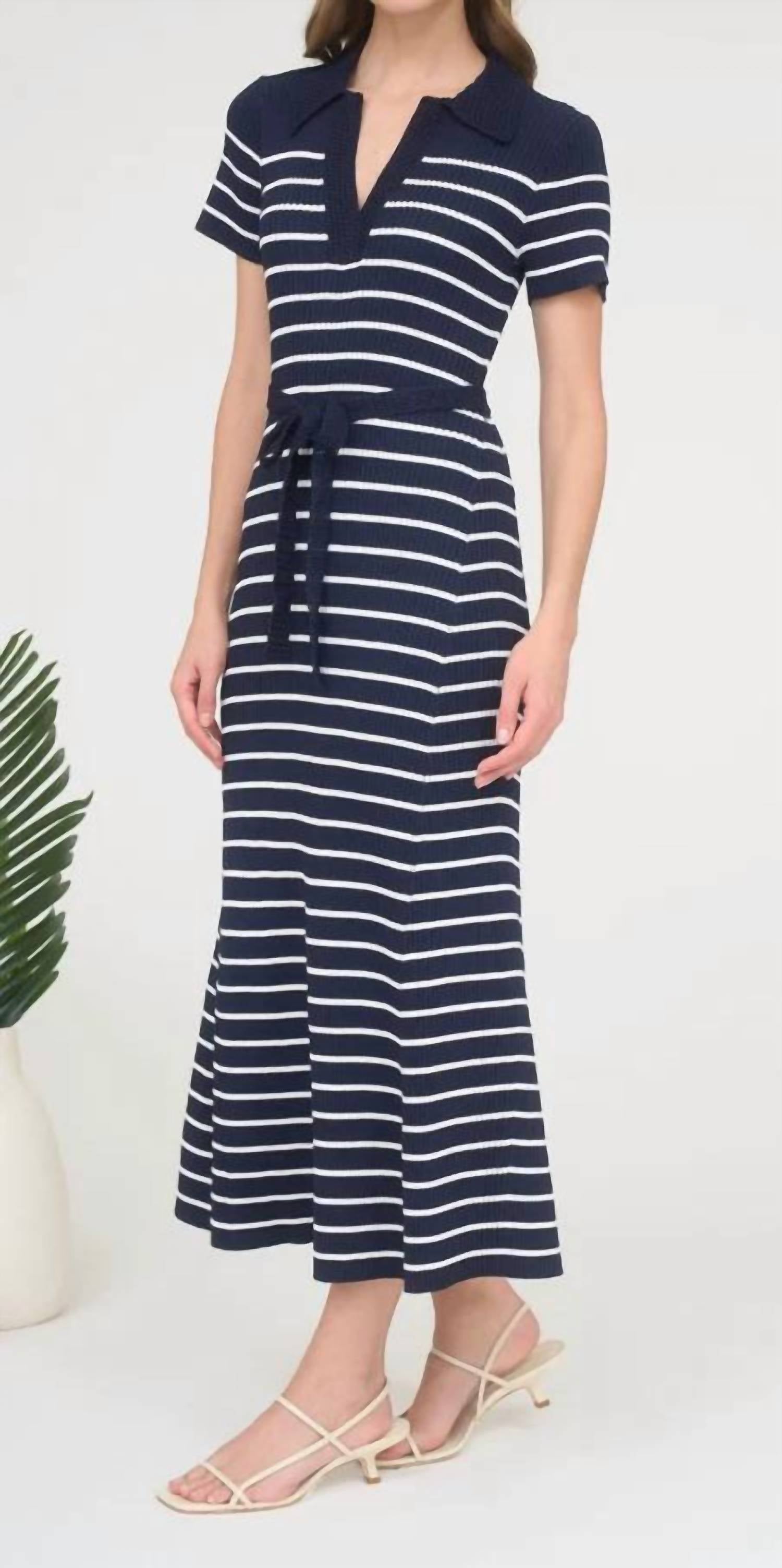 Zoe And Claire - Lyla Stripe Knit Midi Dress