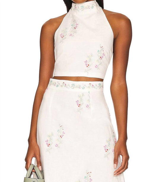 Something Navy - Embroidered Halter Top