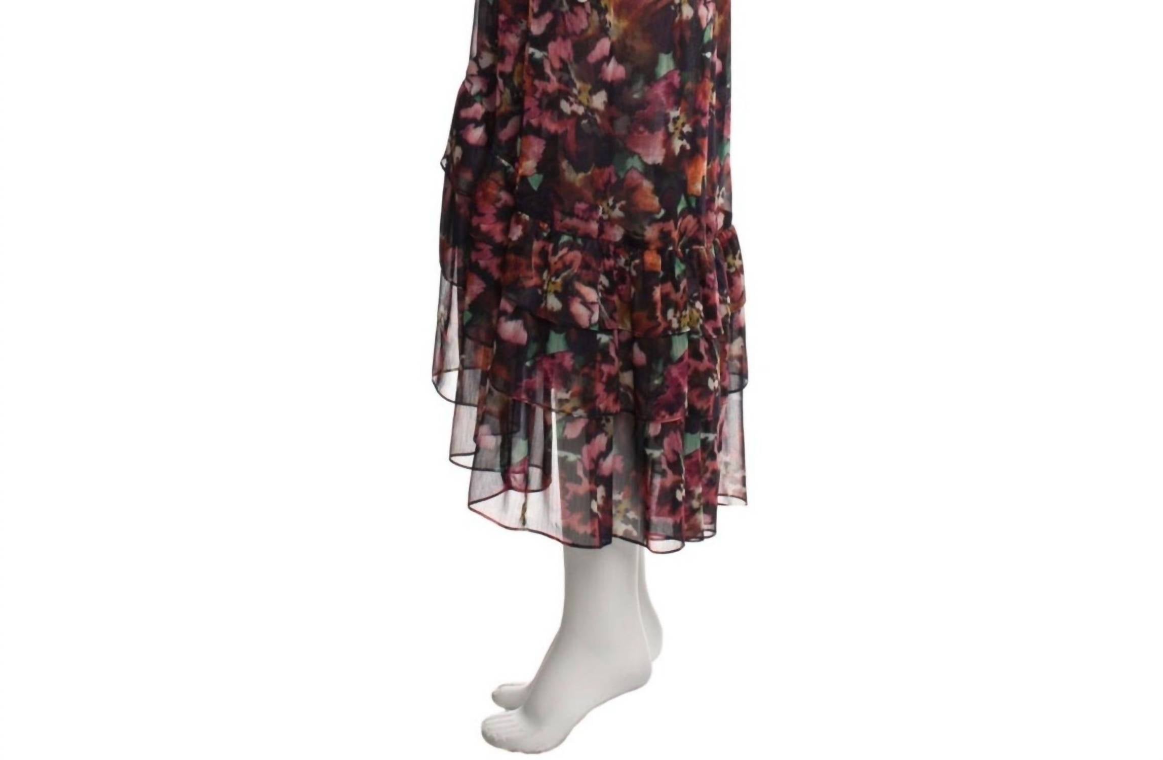 Misa Los Angeles - Floral Tiered Midi Skirt