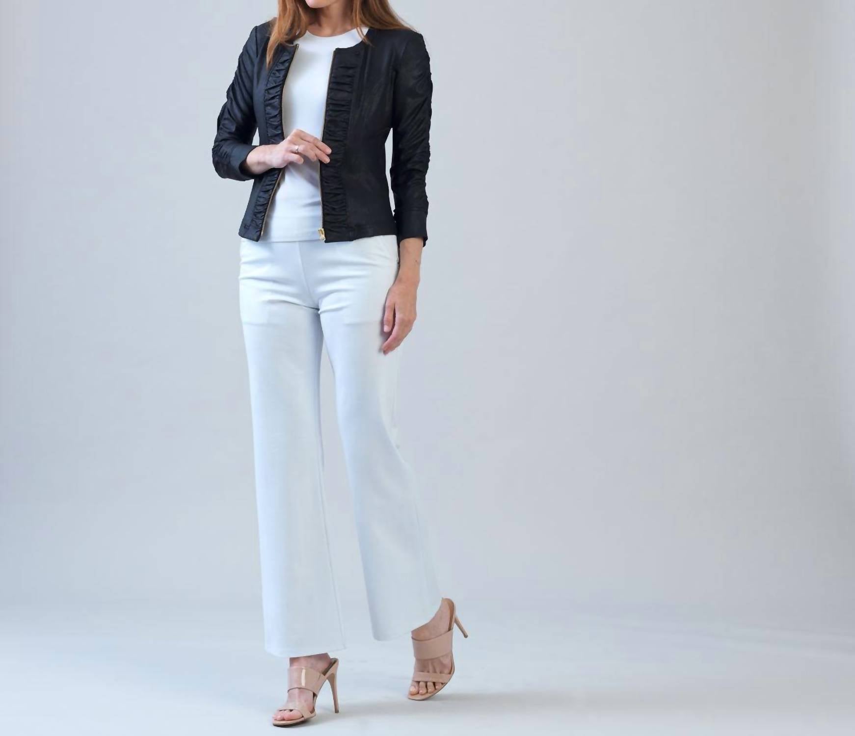 Clara Sun Woo - Liquid Leather Ruched Detail Jacket