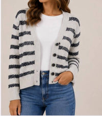 Autumn Cashmere - Stripe Cropped V Cardigan