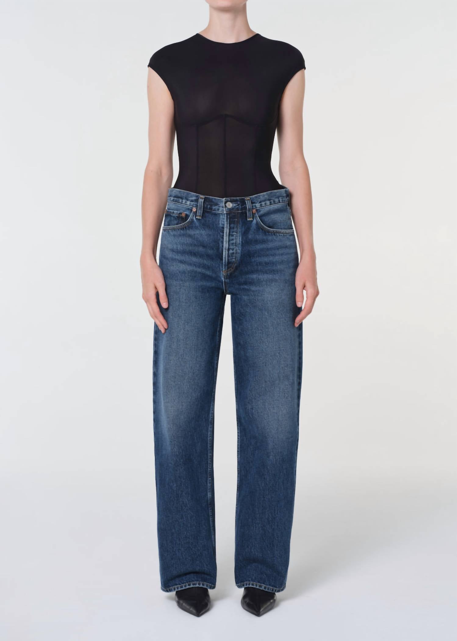 AGOLDE Arc Wide Leg Jeans in shortwave - women's jeans