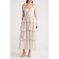 Zoe And Claire - Floral Printed Tiered Dress