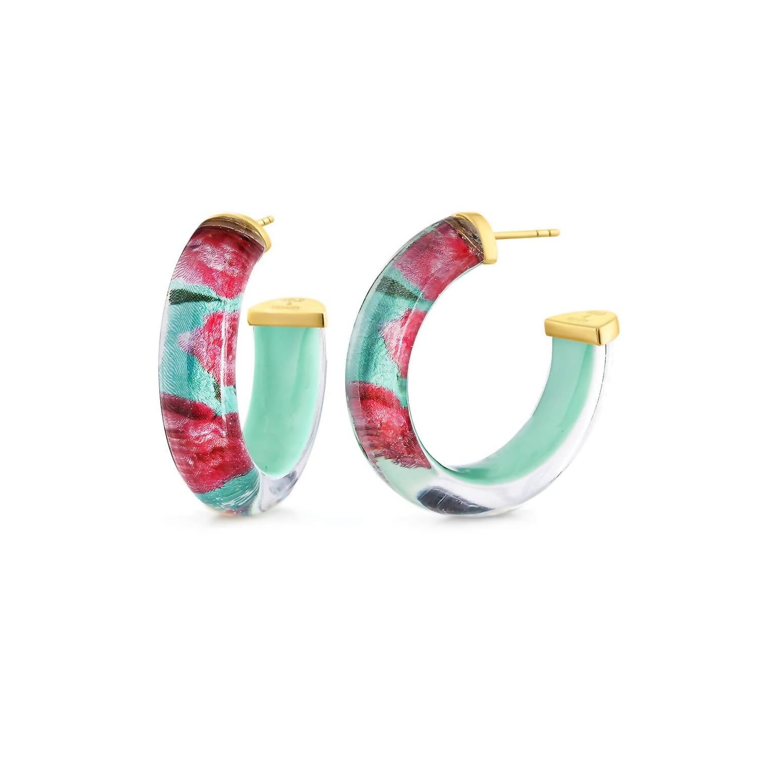 Gold & Honey - Women's Peony Illusion Hoop Earrings