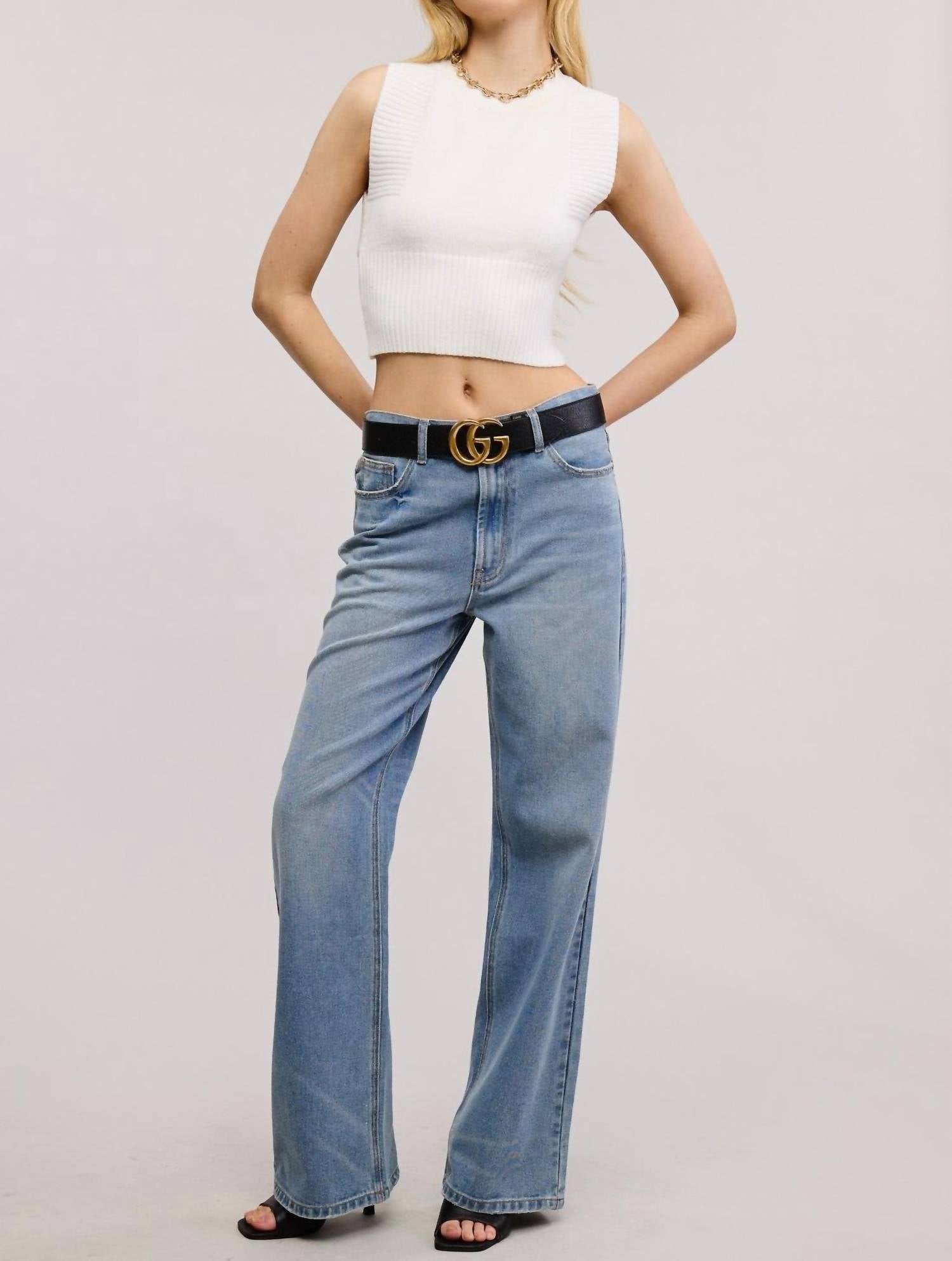 Mimosa Wide Leg Mid-rise Jean in medium denim - women's jeans