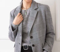 Karen Kane Houndstooth Blazer in black with off white - women's jacket - view 7