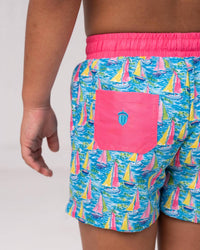 The Oaks Apparel - Boy's Preppy Sailboat Swim Trunks