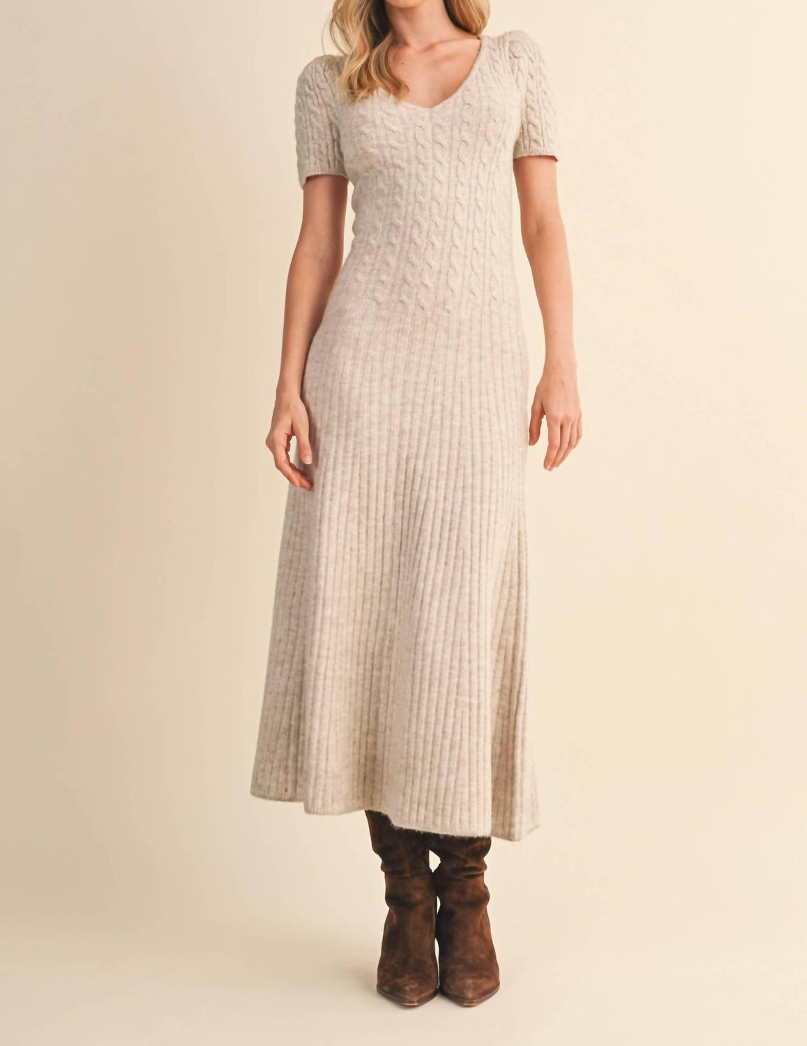 Klesis - Cable Knit Midi Sweater Dress