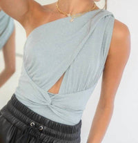 Endless Blu. - ONE SHOULDER DUEL STRAP BODYSUIT