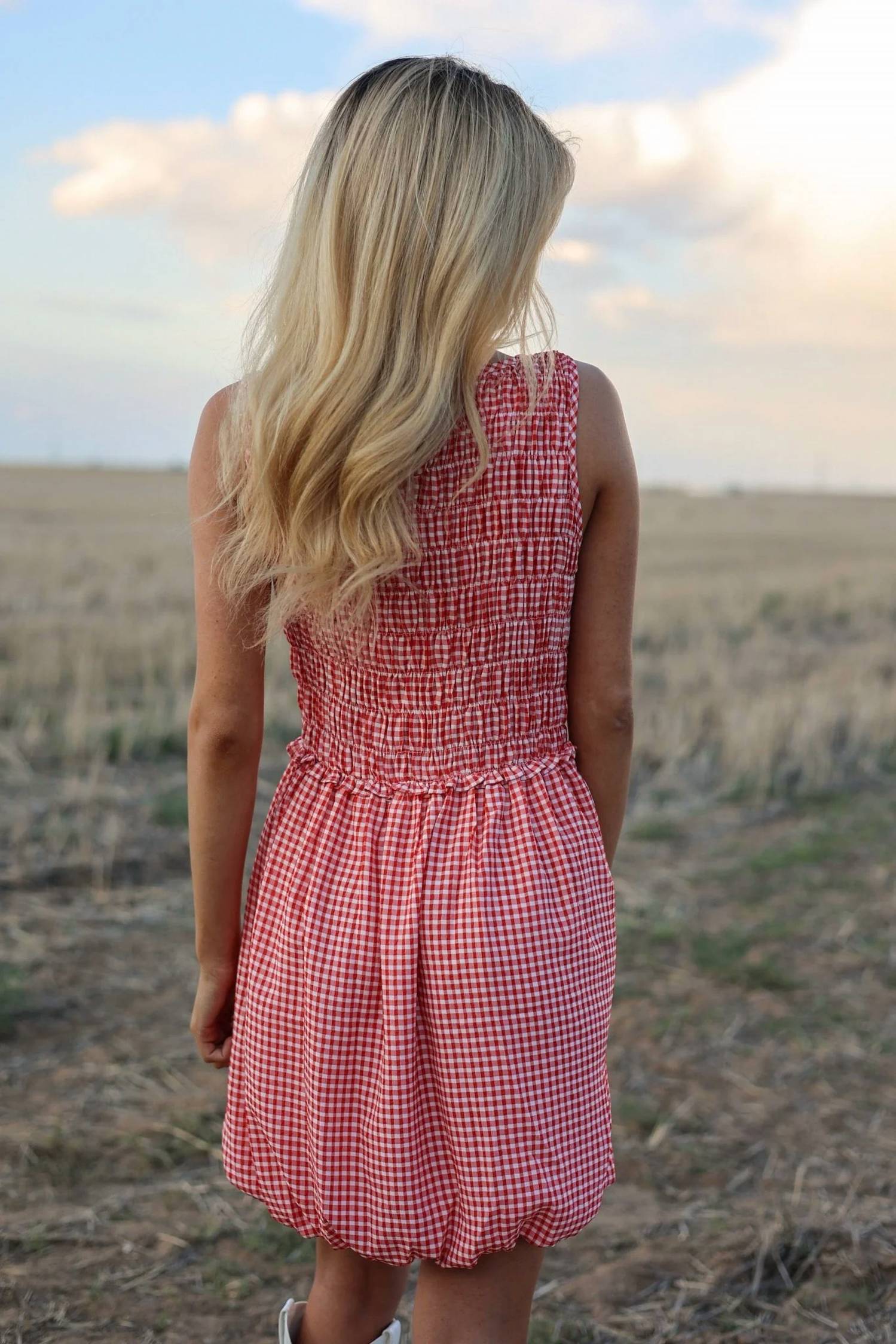 Gilli - Nashville Gingham Smocked Bubble Dress