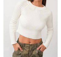 Papermoon - Elisa Mock Neck Rib Knit Sweater